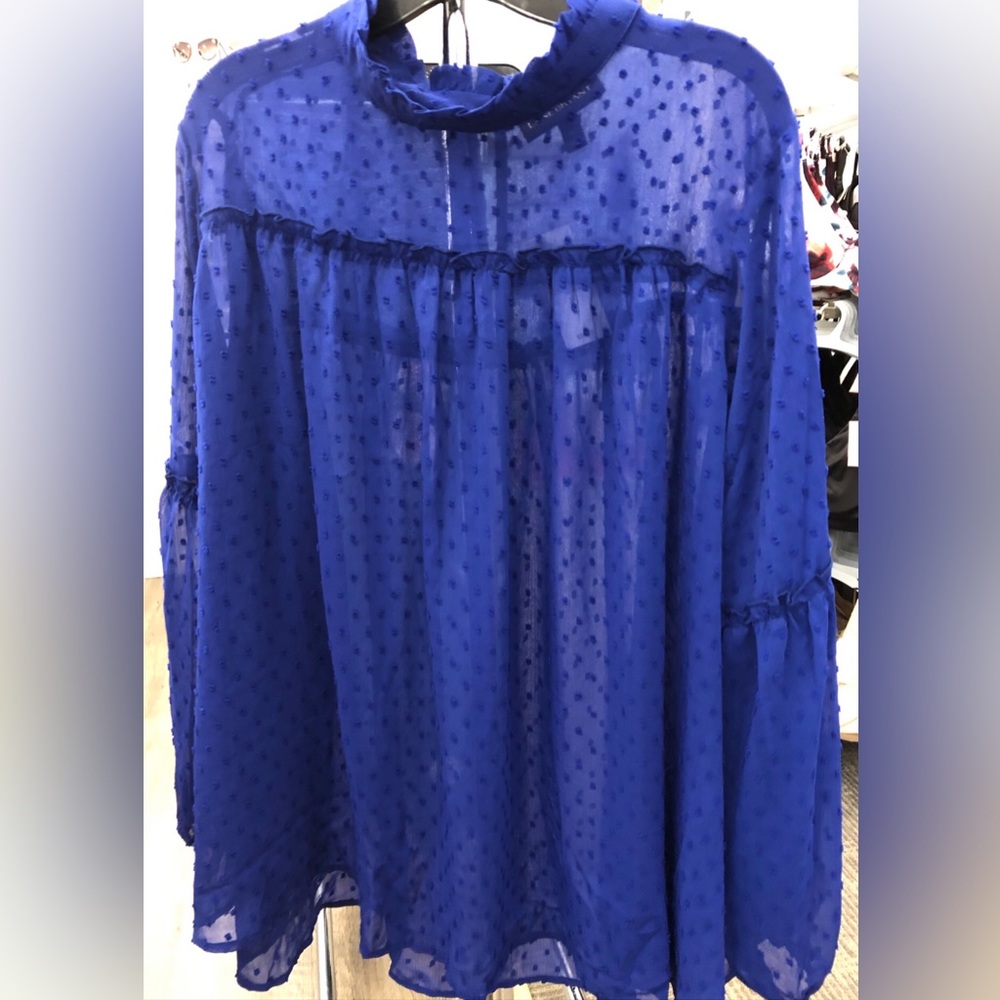 LB Royal Blue Top Sheer Dots Details